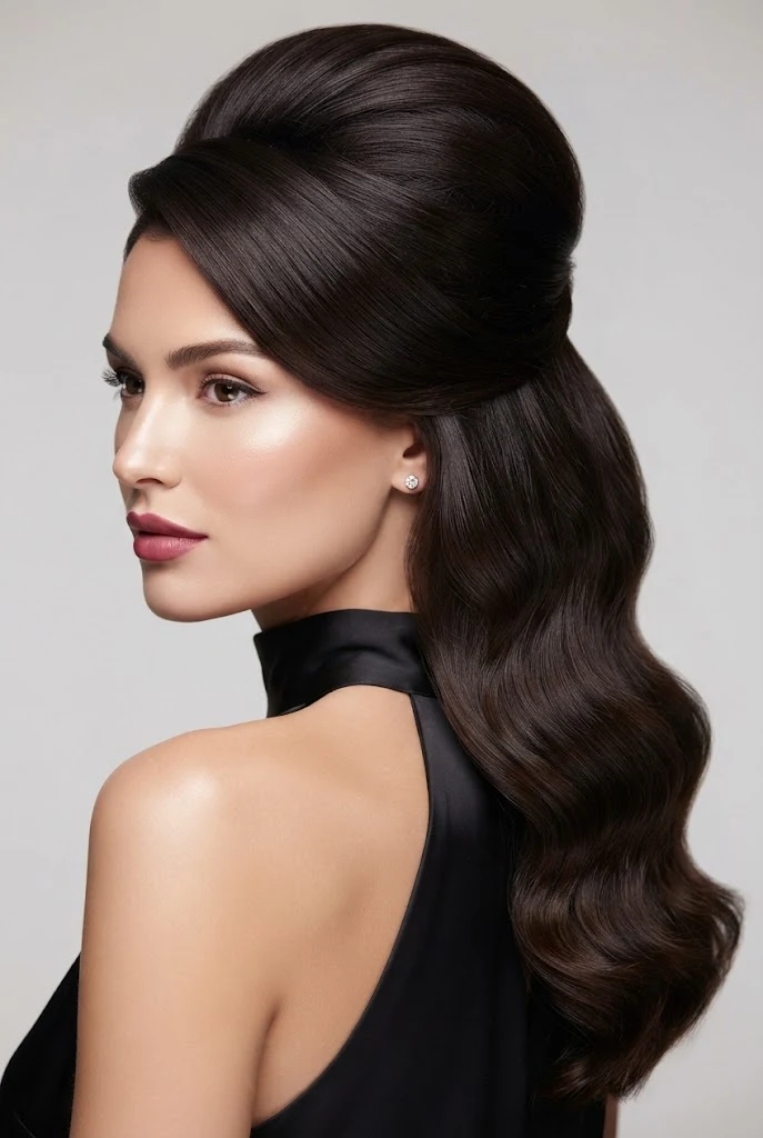 High-Volume Bouffant Half-Up — peinados media cola elegantes style outfit