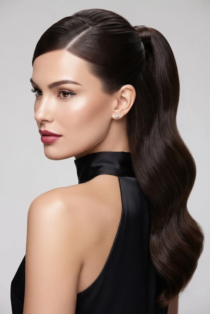 Sleek Side-Part Half-Up — peinados media cola elegantes style outfit
