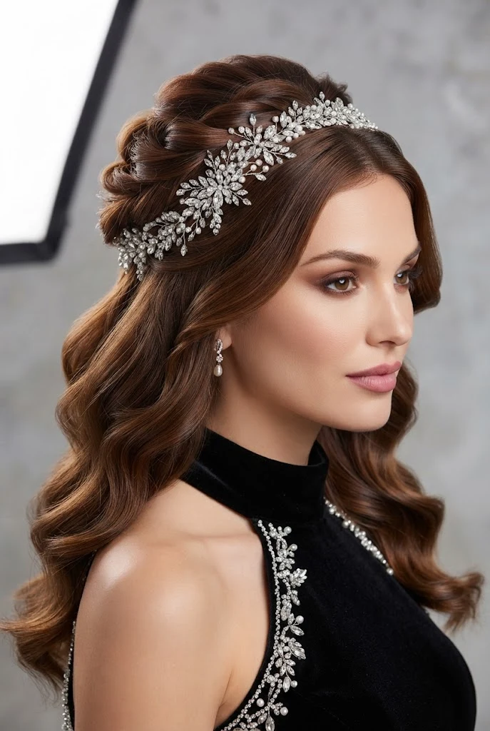 Statement Crystal Hair Vine Half-Up — peinados medio recogidos elegantes style outfit