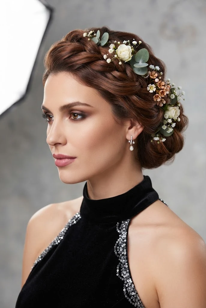 Textured Bohemian Twist with Fresh Florals — peinados medio recogidos elegantes style outfit