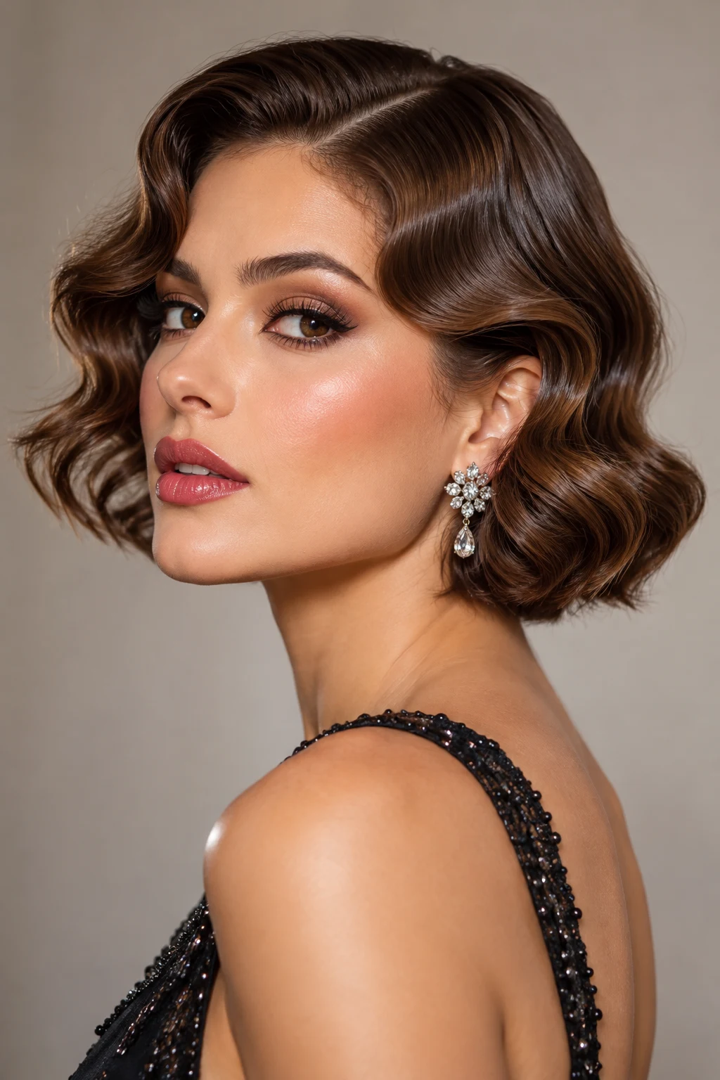 Soft Finger Waves — peinados modernos para fiesta de noche cabello corto style outfit