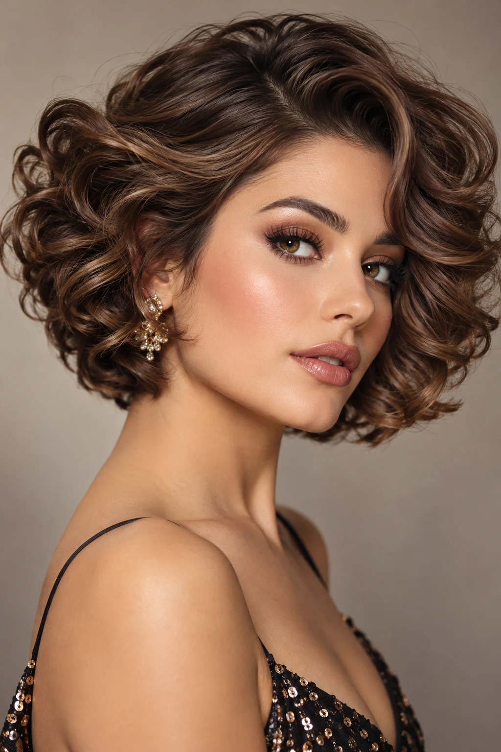 Voluminous Brushed-Out Curls — peinados modernos para fiesta de noche cabello corto style outfit