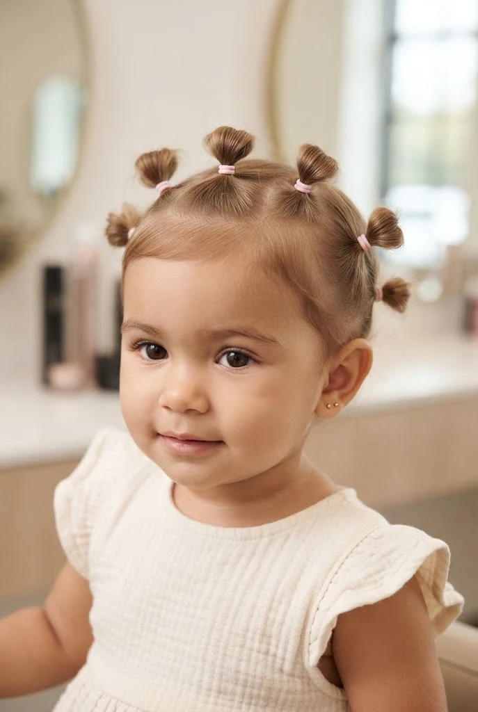 Half-Up Halo Mini-Puff Series â peinados para bebes cabello corto ligas style outfit