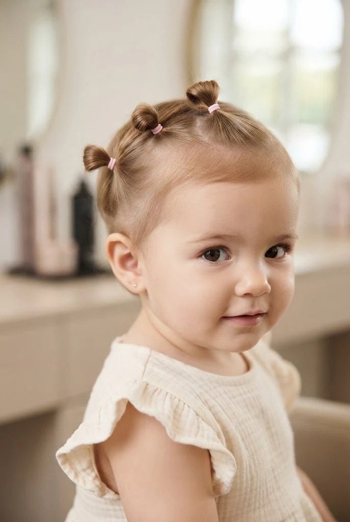 Back-to-Front Reverse Mini Puffs â peinados para bebes cabello corto ligas style outfit