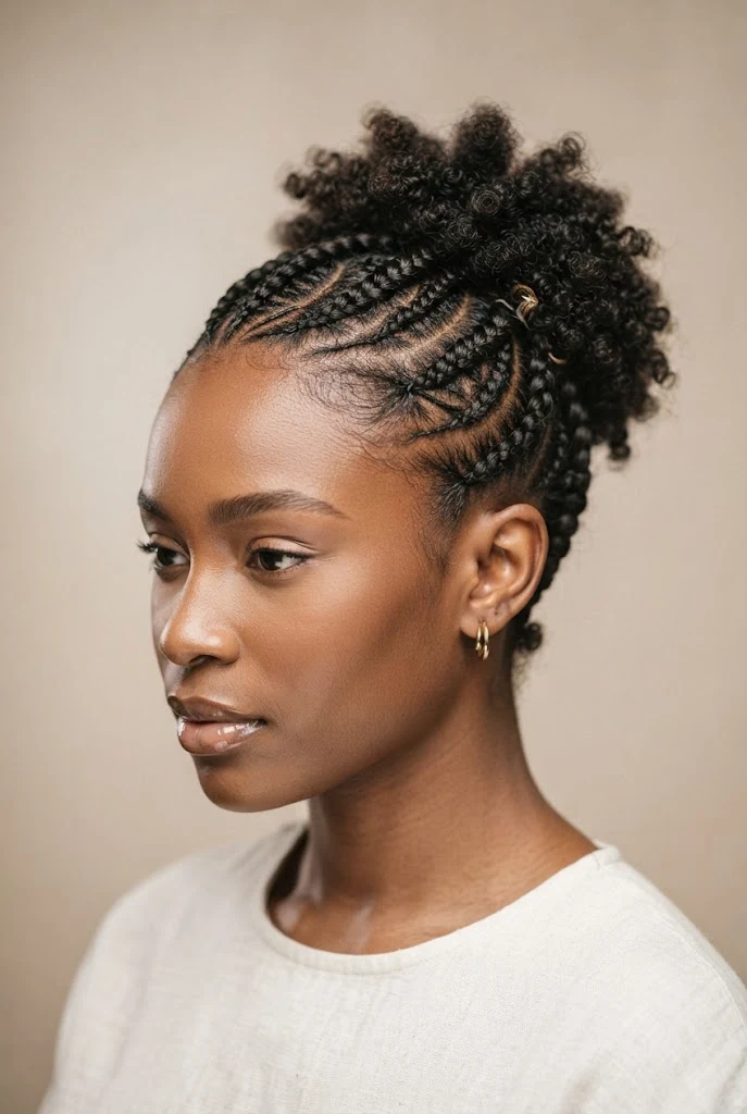 Mini Cornrows Crown — peinados para cabello rizado corto trenzas style outfit