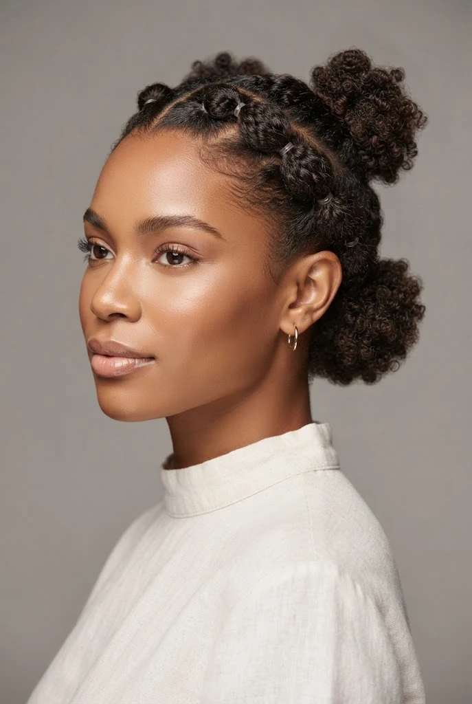 Double Bubble Braids — peinados para cabello rizado corto trenzas style outfit