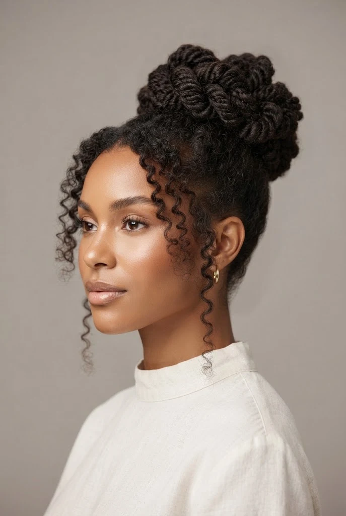 Crown Knot With Loose Tendrils — peinados para cabello rizado corto trenzas style outfit