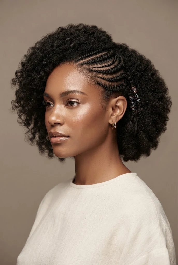 Side Swept Viking Braids — peinados para cabello rizado corto trenzas style outfit