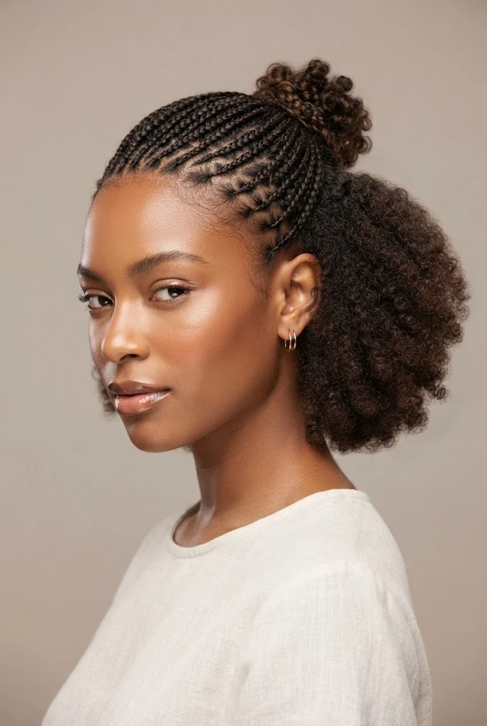 Half Up Micro Plaits   Hair Adviser — peinados para cabello rizado corto trenzas style outfit