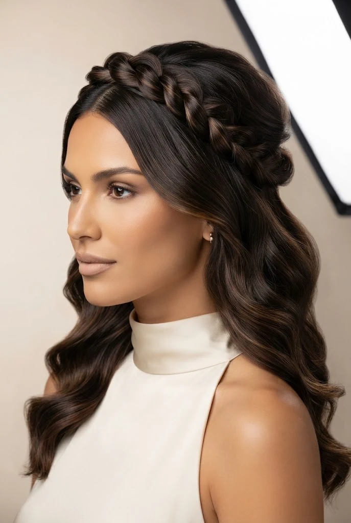 The Twisted Crown Headband Semirecogidos — peinados para fiestas elegantes style outfit