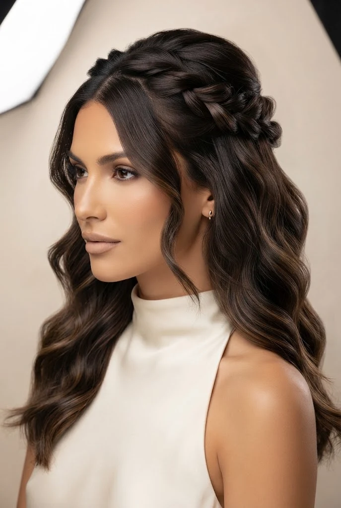 Loose Beach Waves Half-Up Twist — peinados para fiestas elegantes style outfit