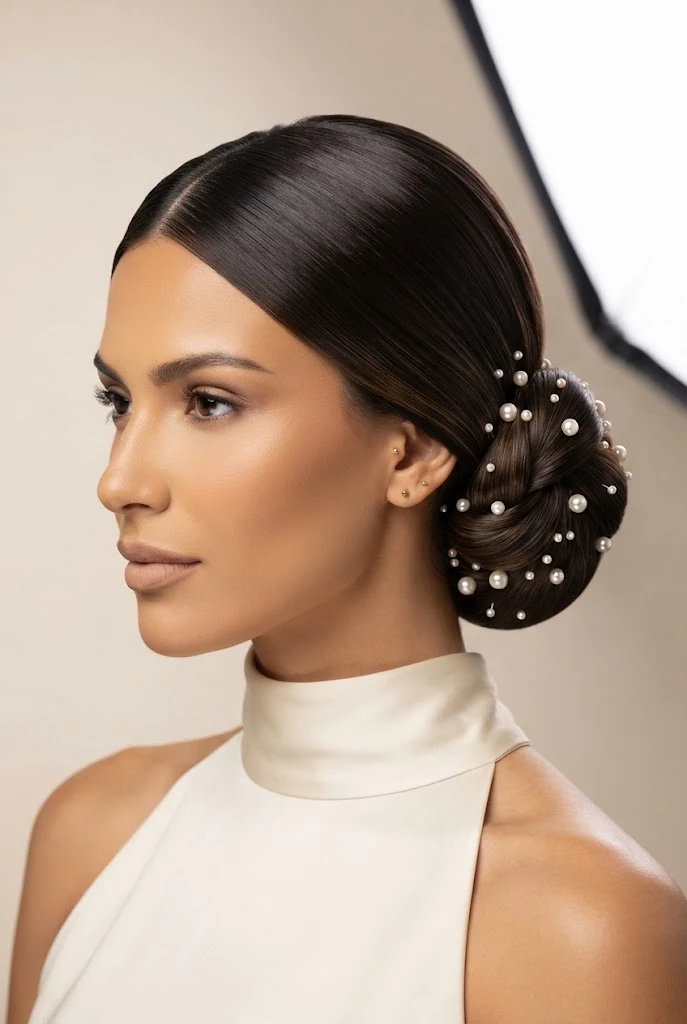 The Polished Knot with Pearl Accents — peinados para fiestas elegantes style outfit