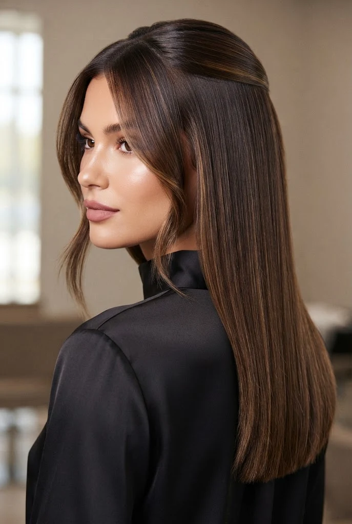 The Sleek Mirror-Straight Silk Press — peinados para fiestas elegantes suelto style outfit