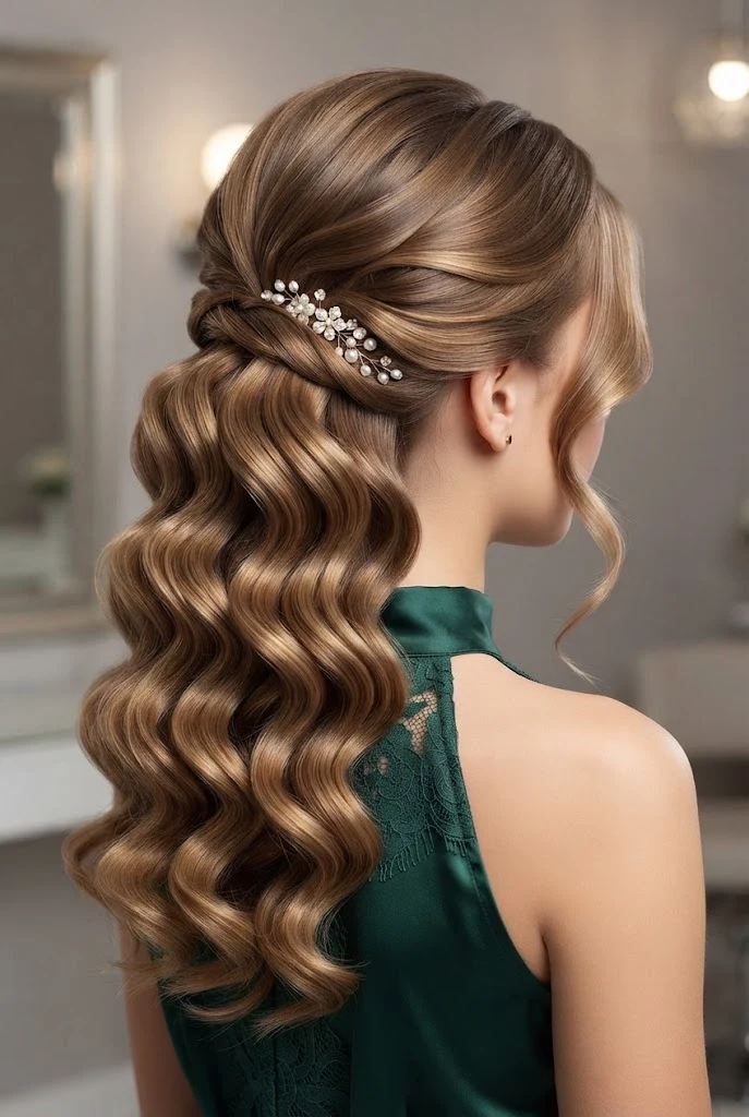 Charming Side-Swept Pinned Curls — peinados para ninas elegantes style outfit