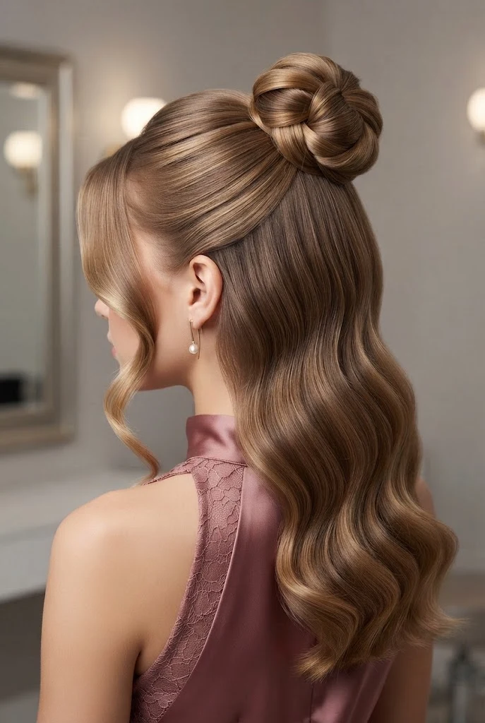 Effortless Polished Half-Up Top Knot — peinados para ninas elegantes style outfit