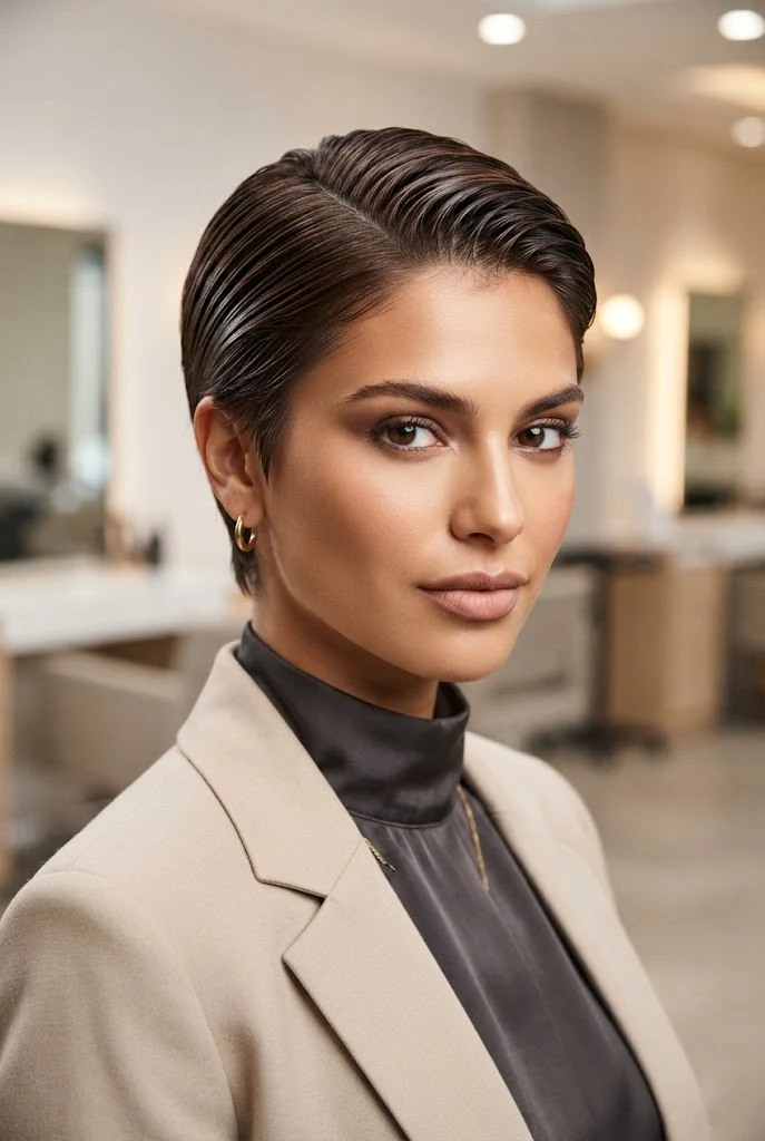 Glossy Wet-Look Promotion Pixie â peinados para promocion cabello corto style outfit