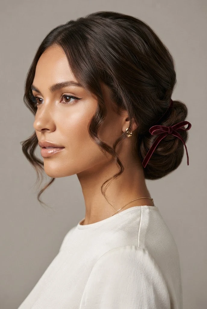 Elegant Twist with Velvet Ribbon Accent — peinados recogidos cabello corto boda style outfit