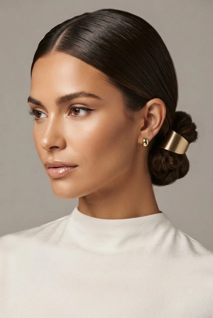 Minimalist Metallic Cuff Bun — peinados recogidos cabello corto boda style outfit
