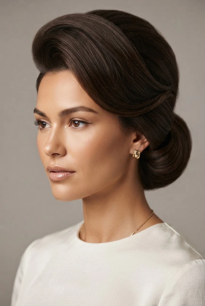 Voluminous Retro Sweep with Tucked Nape — peinados recogidos cabello corto boda style outfit