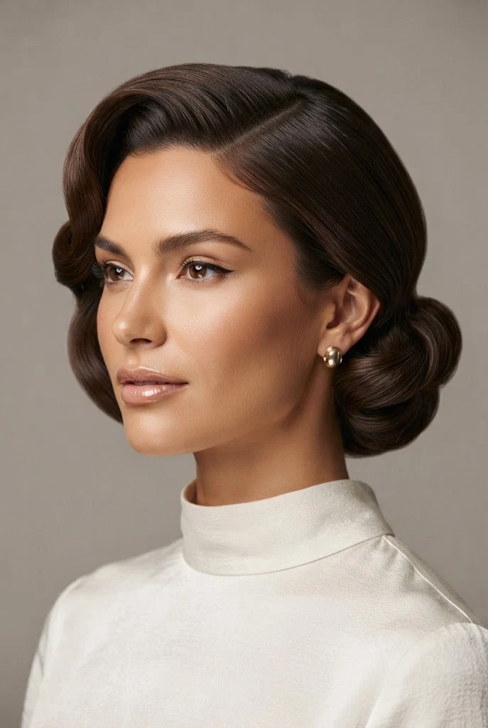 Side-Swept Hollywood Roll — peinados recogidos cabello corto boda style outfit