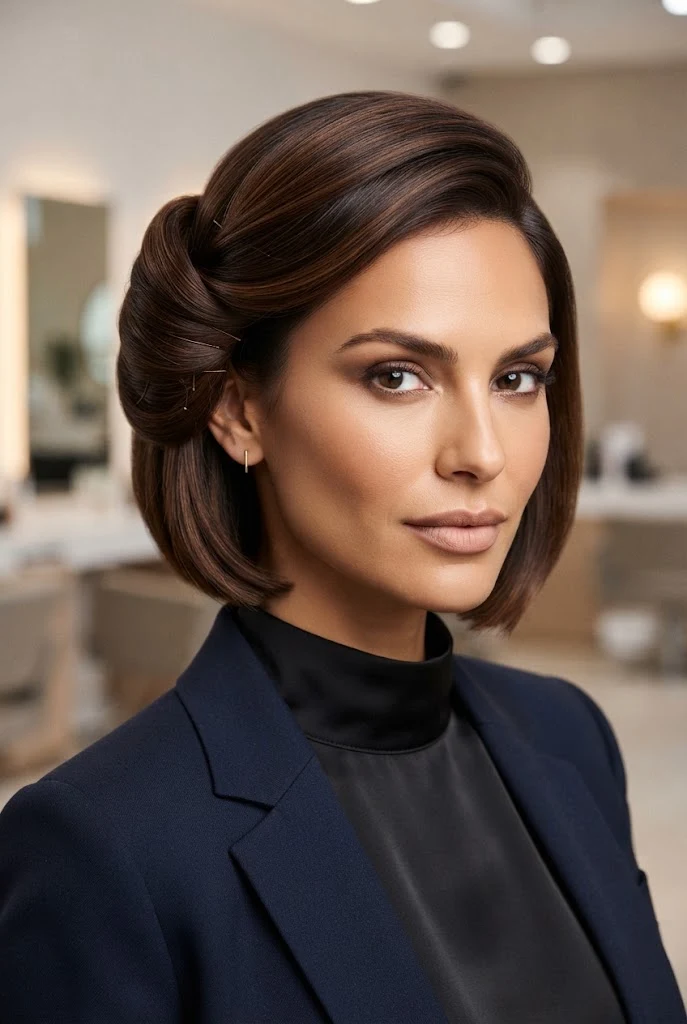 The Side-Tucked Loop Updo â peinados recogidos cabello corto faciles style outfit