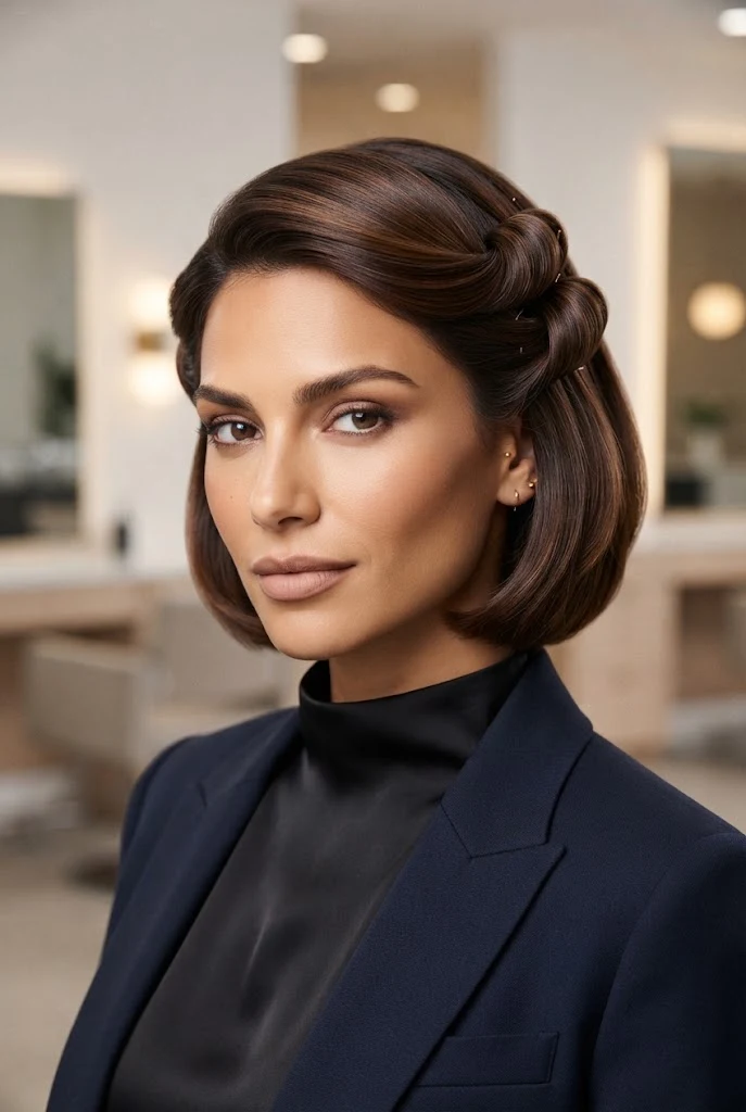 Double Pin-Tuck Side Roll â peinados recogidos cabello corto faciles style outfit