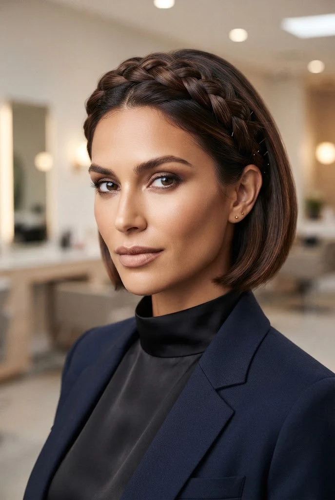 Braided Crown for Short Hair â peinados recogidos cabello corto faciles style outfit