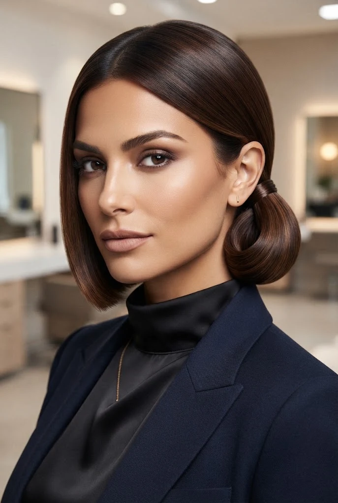 Sleek Low Ponytail Tuck â peinados recogidos cabello corto faciles style outfit