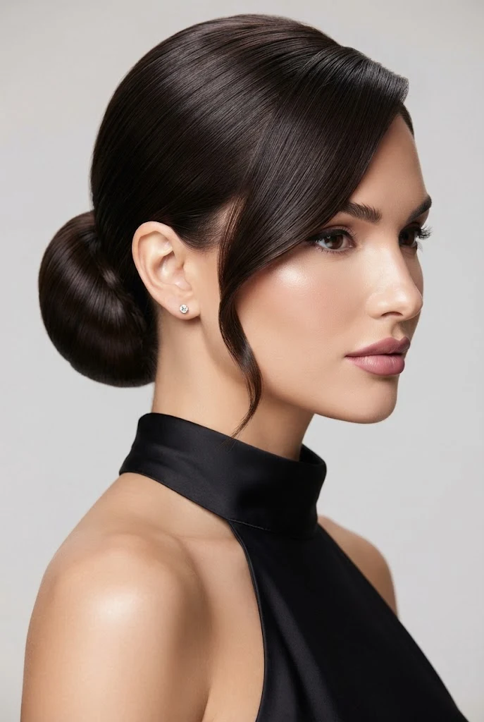 Low Side Bun with Soft Sweep — peinados recogidos sencillos elegantes style outfit