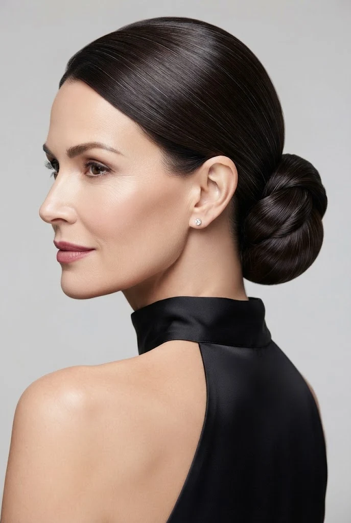 Elegant Knot for Mature Sophistication — peinados recogidos sencillos elegantes style outfit