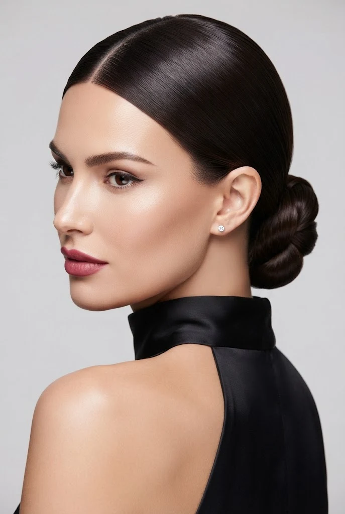 The Sleek Knot with Center Part — peinados recogidos sencillos elegantes style outfit