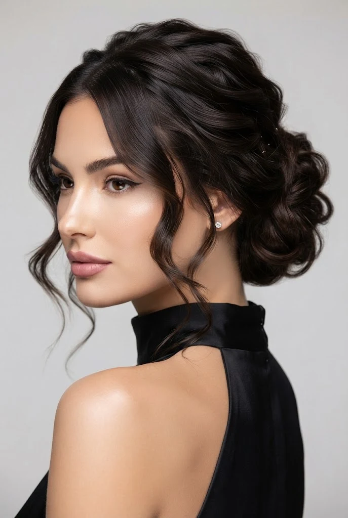 Low Messy Chignon with Face-Framing Tendrils — peinados recogidos sencillos elegantes style outfit