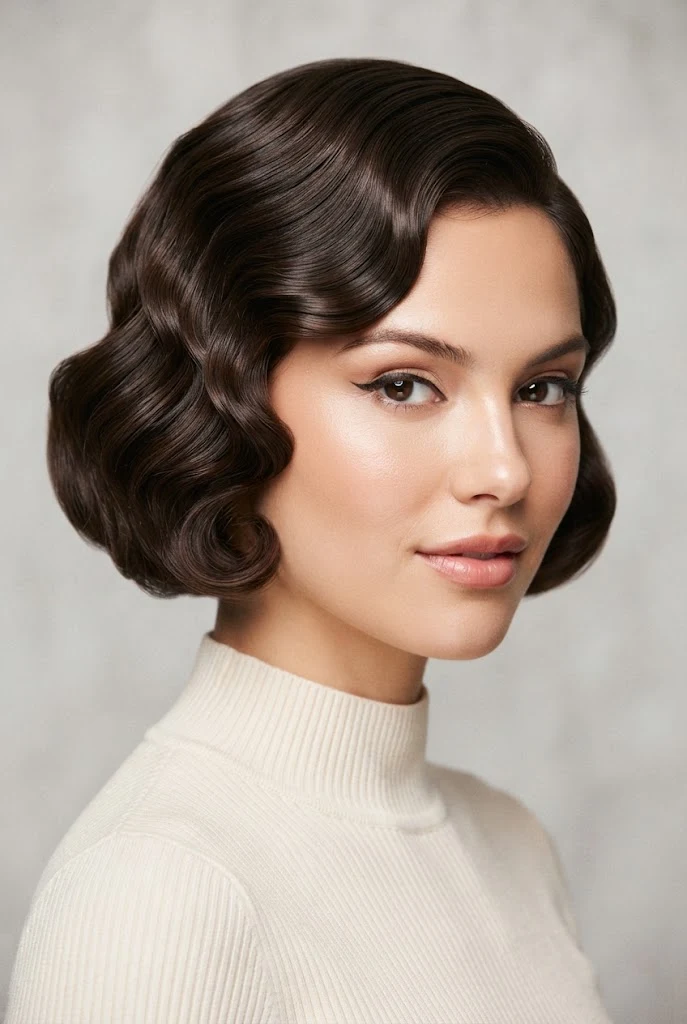 1930s Soft Hollywood Curls — peinados retro cabello corto style outfit