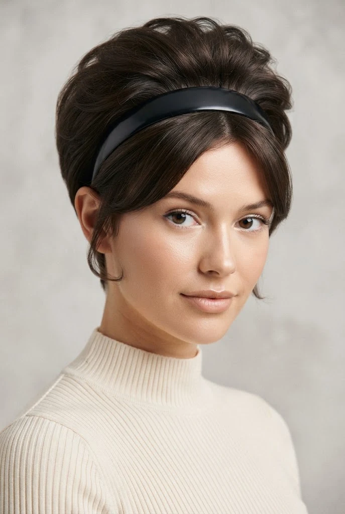 1960s Mod Volume Pixie with Headband — peinados retro cabello corto style outfit