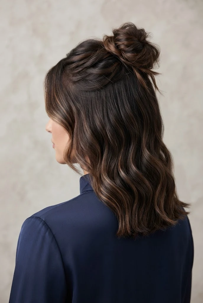Messy Top Knot Half-Up — peinados semi recogidos elegantes style outfit