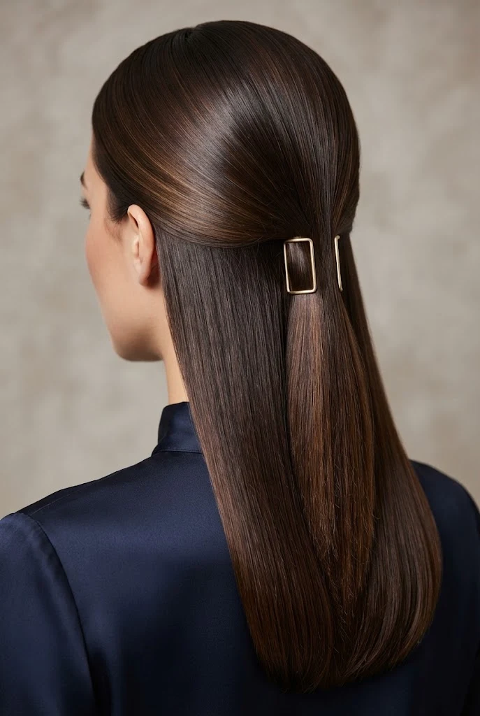 Minimalist Wire Cuff Half-Up — peinados semi recogidos elegantes style outfit