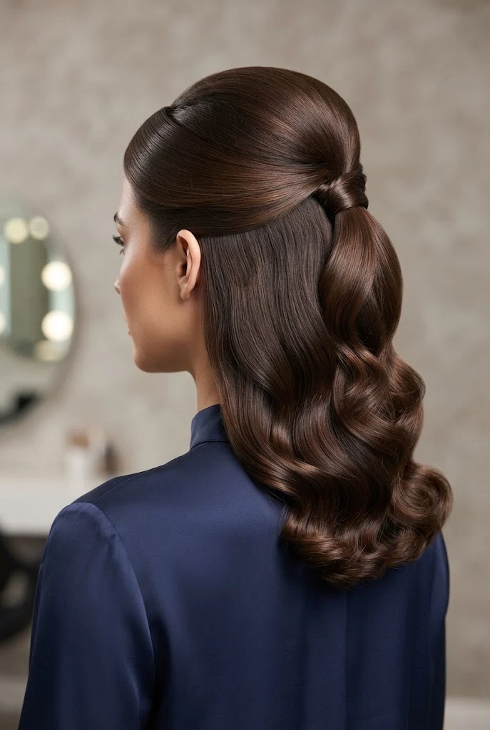 Sleek Volume Bump Half-Up — peinados semi recogidos elegantes style outfit
