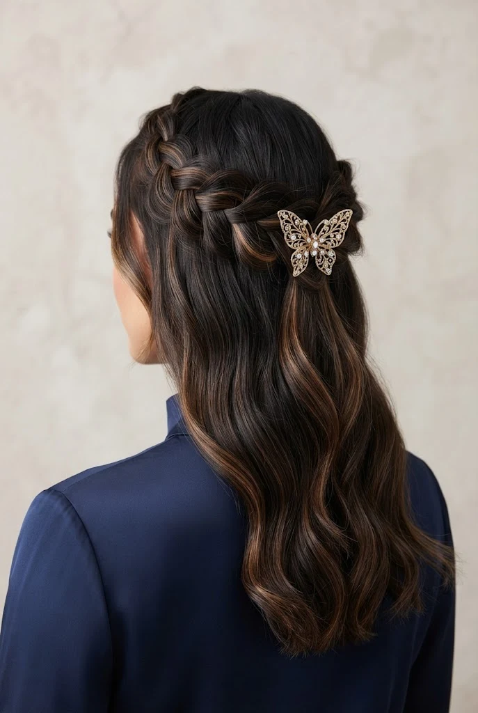 Braided Boho Butterfly Clip — peinados semi recogidos elegantes style outfit