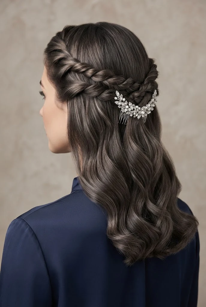 Double Twist with Crystal Comb — peinados semi recogidos elegantes style outfit
