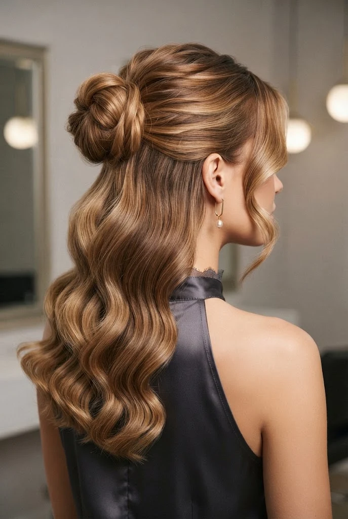 Effortless Chignon Half-Up Hybrid — peinados semirecogidos elegantes style outfit