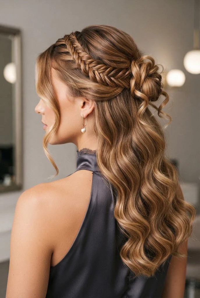 Youthful and Playful Half-Up Braid — peinados semirecogidos elegantes style outfit
