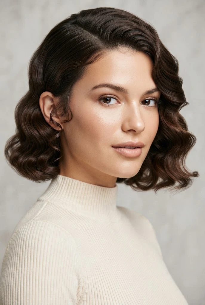 The Polished Side-Swept Bob Wave — peinados sencillos cabello corto fiesta style outfit