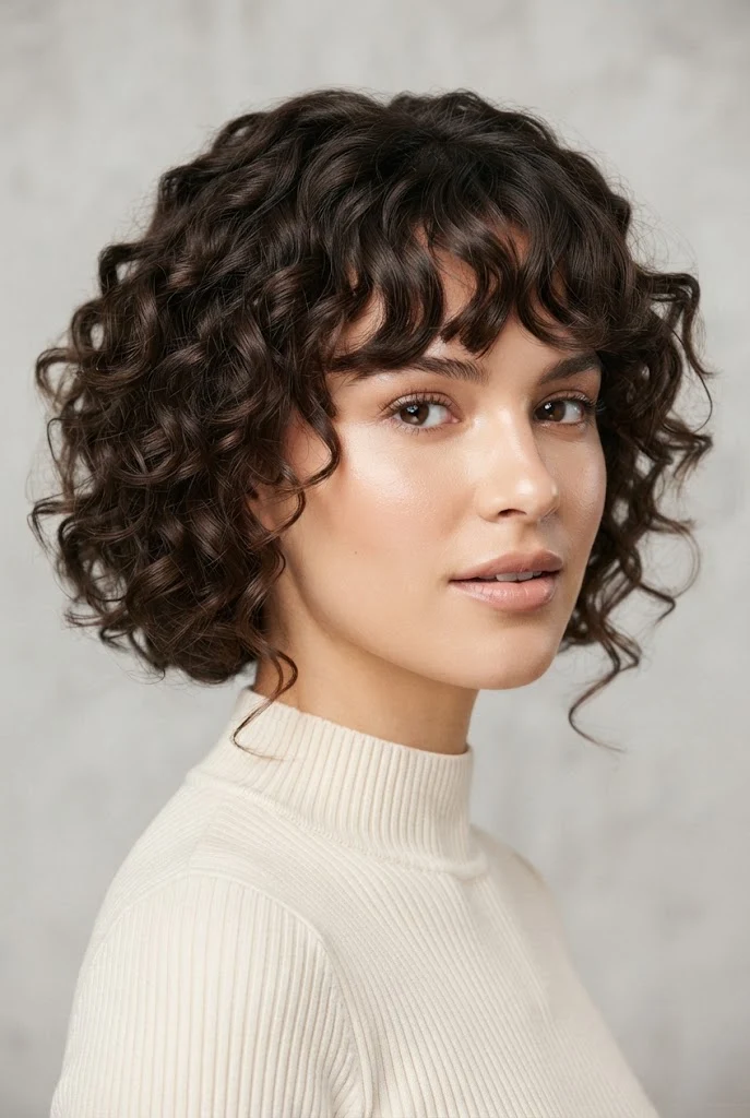 Textured Bob with Soft Curtain Bangs — peinados sencillos cabello corto fiesta style outfit