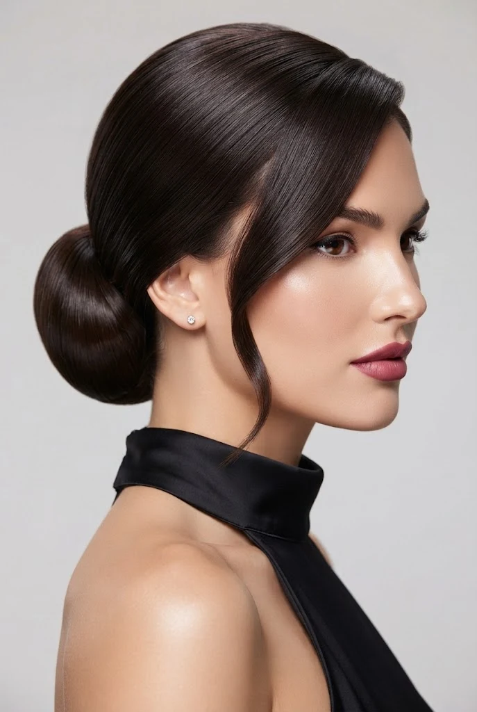 Low Side Bun with Soft Sweep — peinados sencillos pero elegantes style outfit
