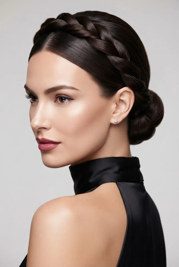 Pinned-Back Twisted Halo — peinados sencillos pero elegantes style outfit