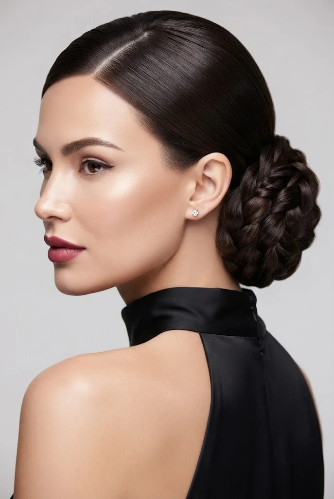 Braided Low Chignon for Graduations — peinados sencillos pero elegantes style outfit