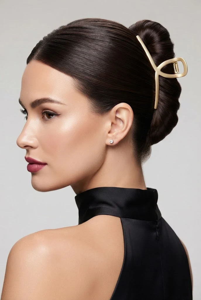 Minimalist Claw Clip French Twist — peinados sencillos pero elegantes style outfit