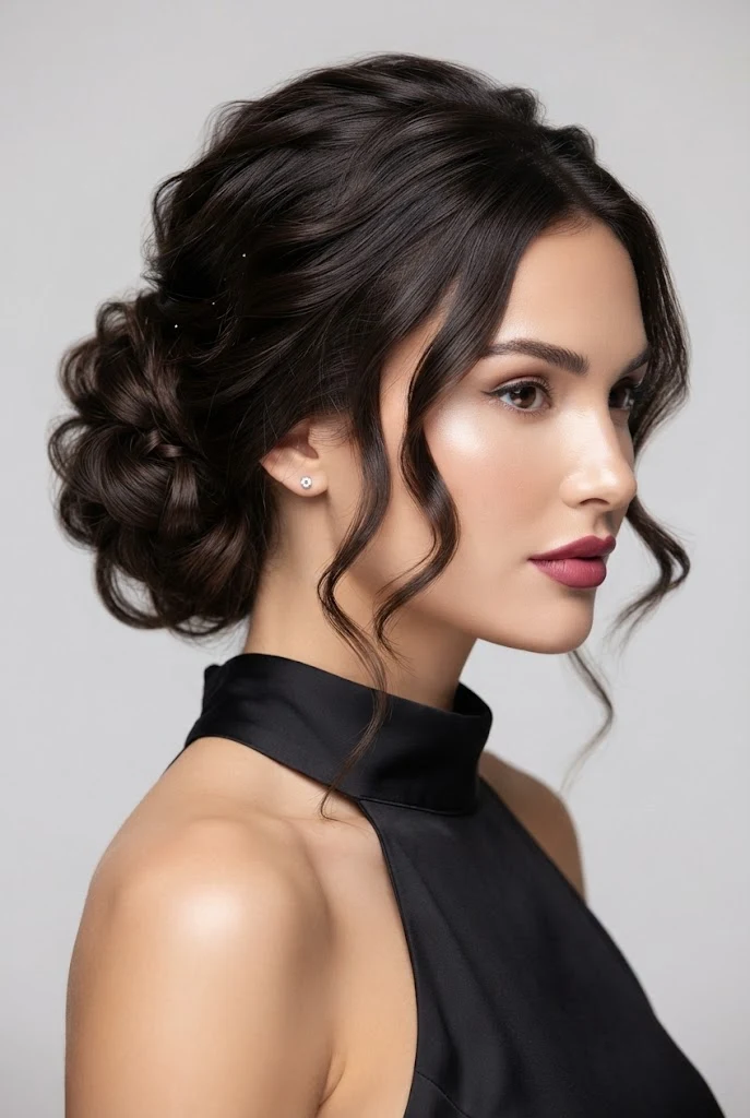 Low Messy Chignon with Face-Framing Tendrils — peinados sencillos pero elegantes style outfit