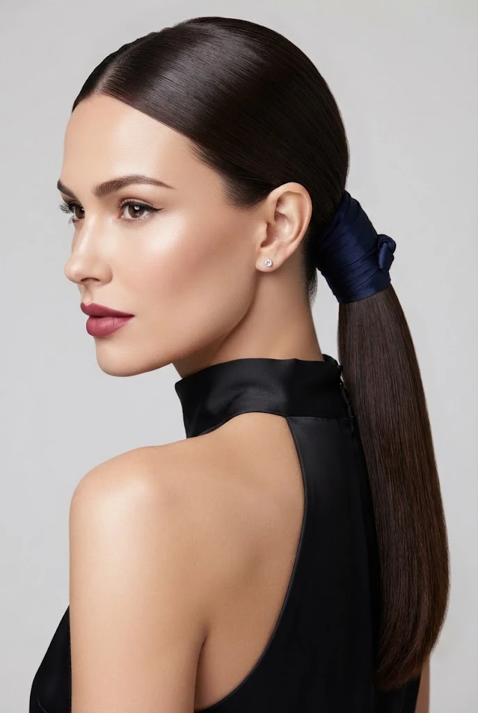 Sleek Low Ponytail Wrapped in Silk — peinados sencillos pero elegantes style outfit