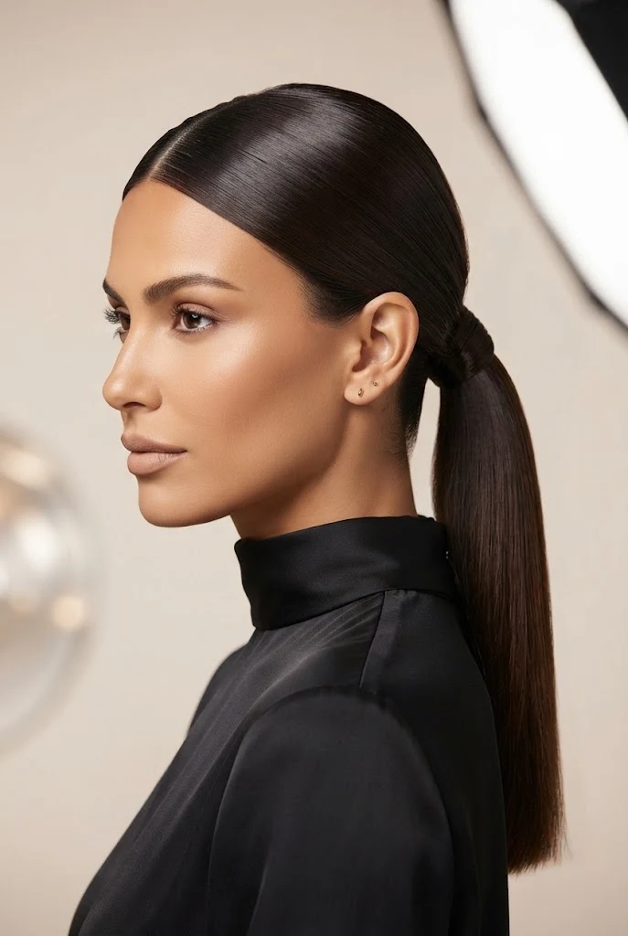 The Ultra-Sleek Low Ponytail — peinados simples y elegantes style outfit